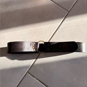 GAP Dark Brown Leather Belt with Gold Accents
